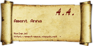 Ament Anna névjegykártya